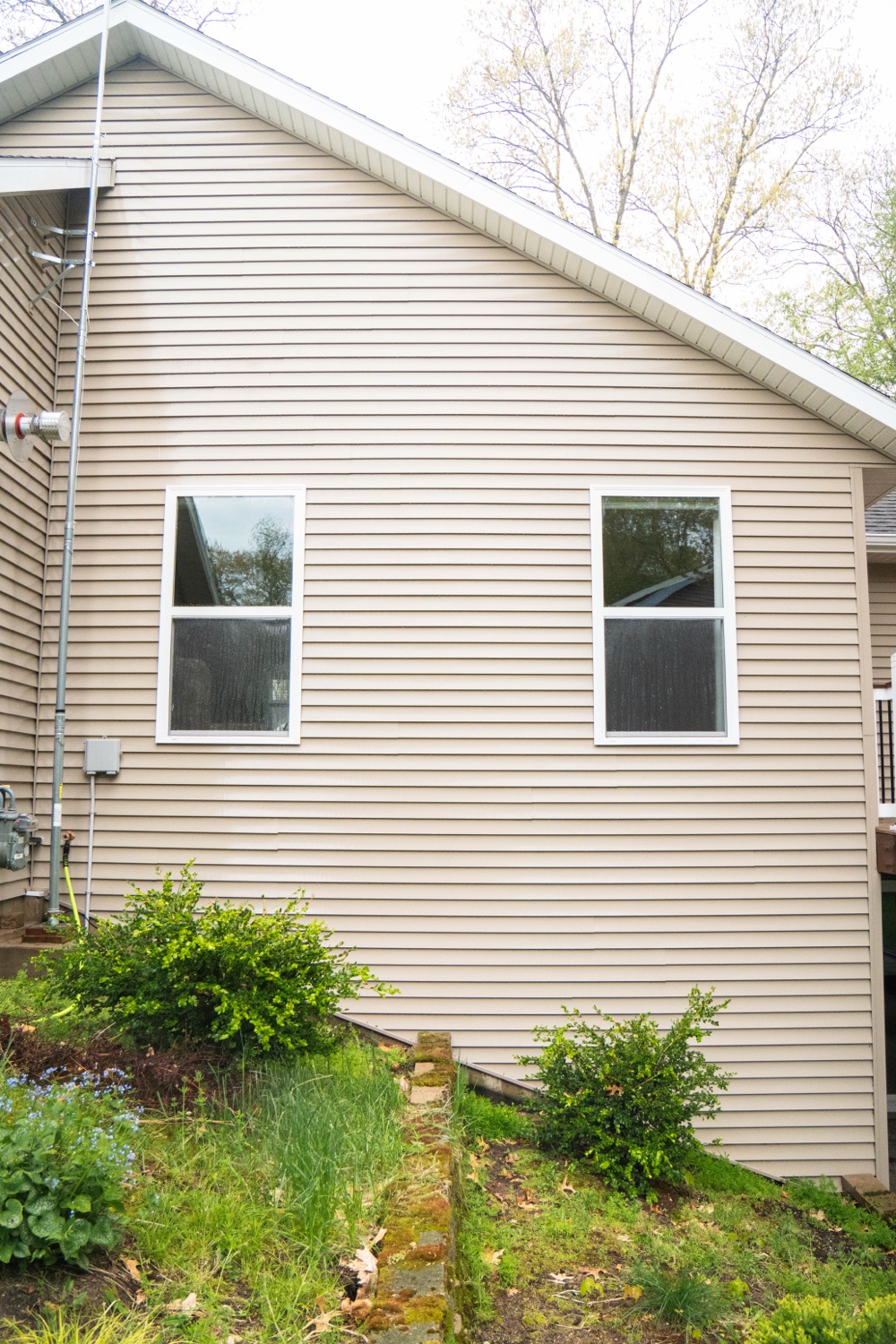 Vinyl siding cleaned and brightened after an Elevation soft wash